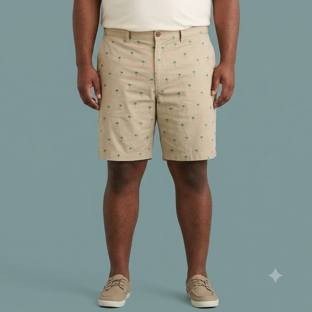 J.Crew Shorts Mens 35 Khaki Palm Tree Print Casual Chino 9 Inch Inseam